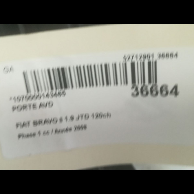 Porte avant droite occasion FIAT BRAVO II BRAVO II Phase 1 2007-03-01->2011-12-31 1.9 JTD 120ch 51751189 3