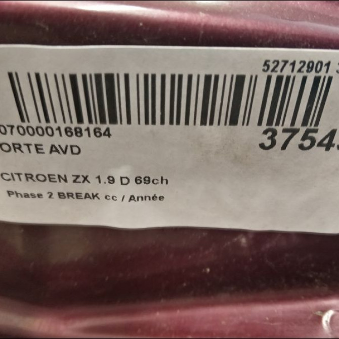 Porte avant droite occasion CITROEN ZX Phase 2 BREAK 07-1994->06-1998 1.9 D 69ch 9004E5 2
