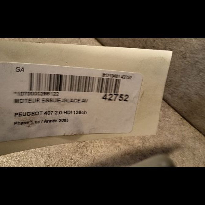 Moteur essuie-glace avant occasion PEUGEOT 407 Phase 1 04-2004->07-2008 2.0 HDI 136ch 3