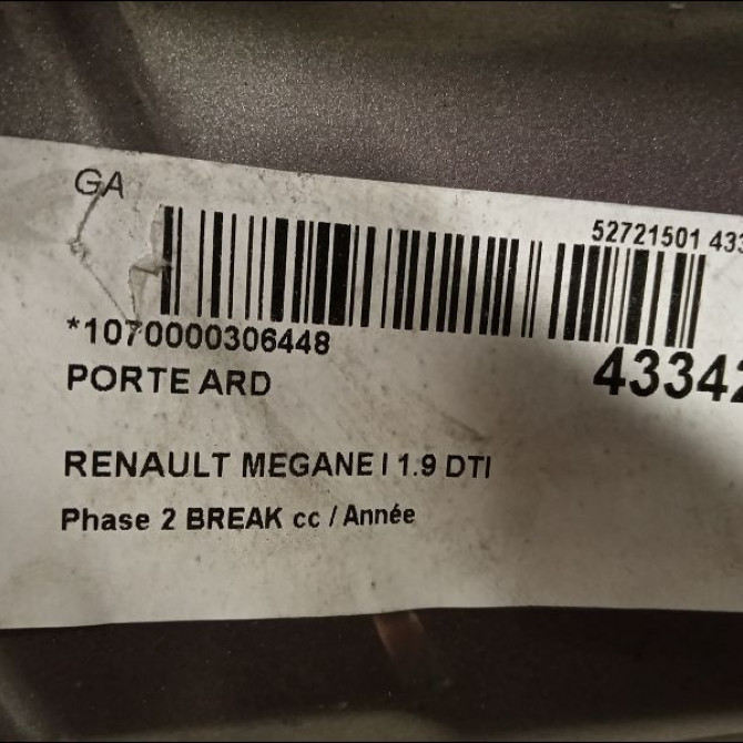 Porte arrière droite occasion RENAULT MEGANE I Phase 1 04-1995->04-1999 1.9 DTI 98ch 7751470586 3