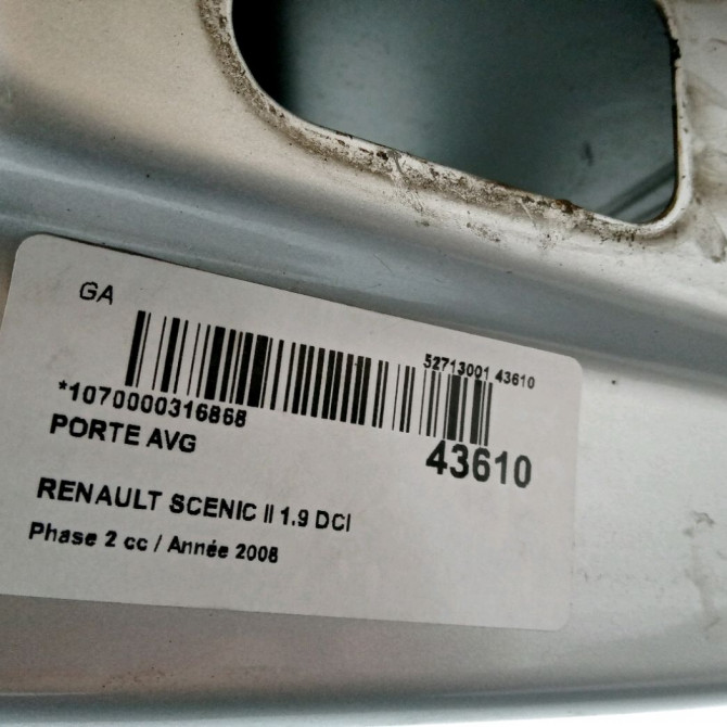 Porte avant gauche occasion RENAULT SCENIC II Phase 2 09-2006->04-2009 1.9 DCI 130ch 7751477891 2