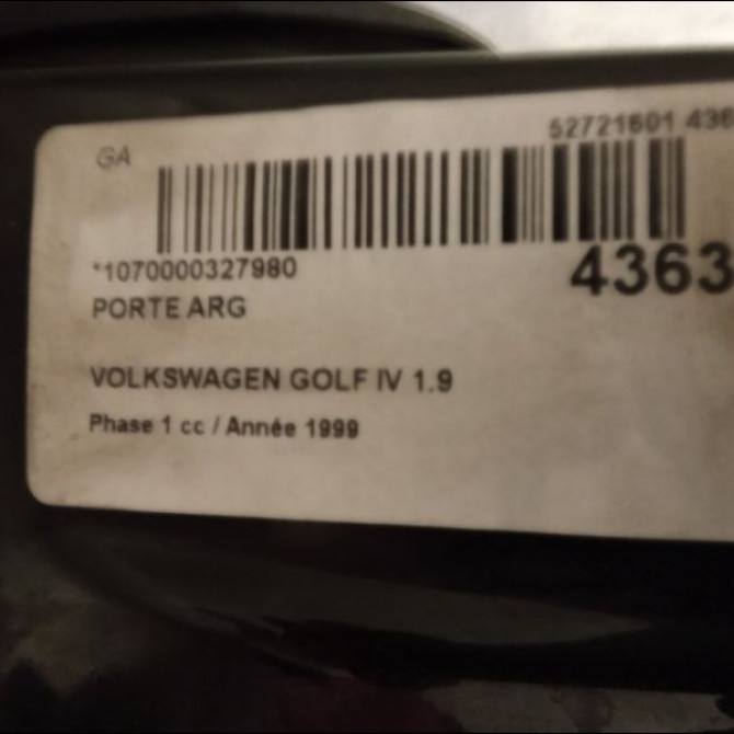 Porte arrière gauche occasion VOLKSWAGEN GOLF IV GOLF IV Phase 1 1998-01-01->2005-06-30 1.9 TDI 110ch 1J6833055F 2