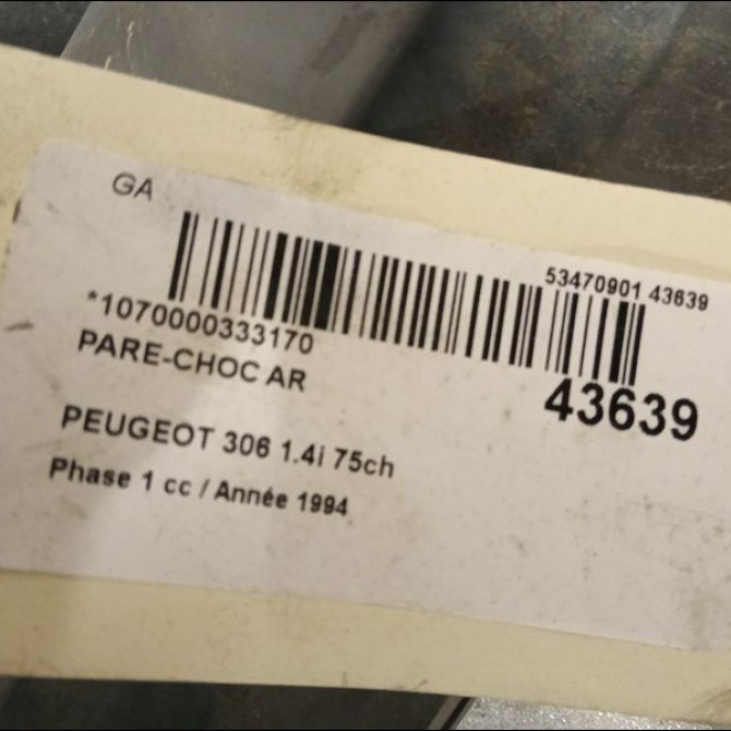 Pare-choc arrière occasion PEUGEOT 306 Phase 1 09-1994->03-1997 1.4i 75ch 7410K3 2