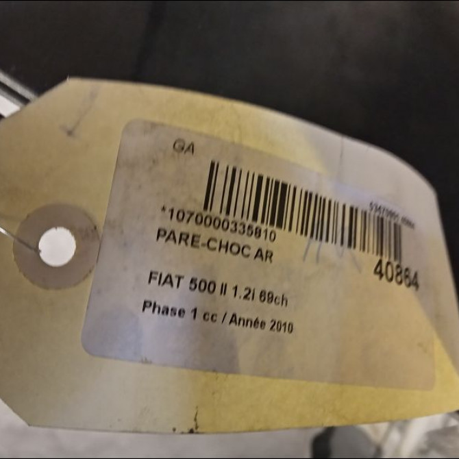 Pare-choc arrière occasion FIAT 500 II 500 II Phase 1 2007-07-01->2016-03-31 1.2i 69ch 71777638 3
