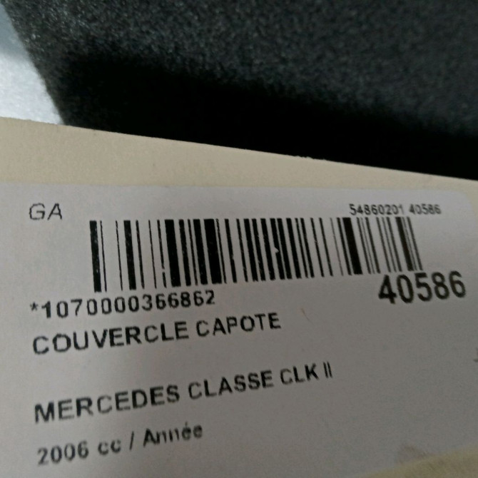 Couvercle capote occasion MERCEDES CLASSE CLK II Phase 2 COUPE 05-2005->12-2009 209750007528 4