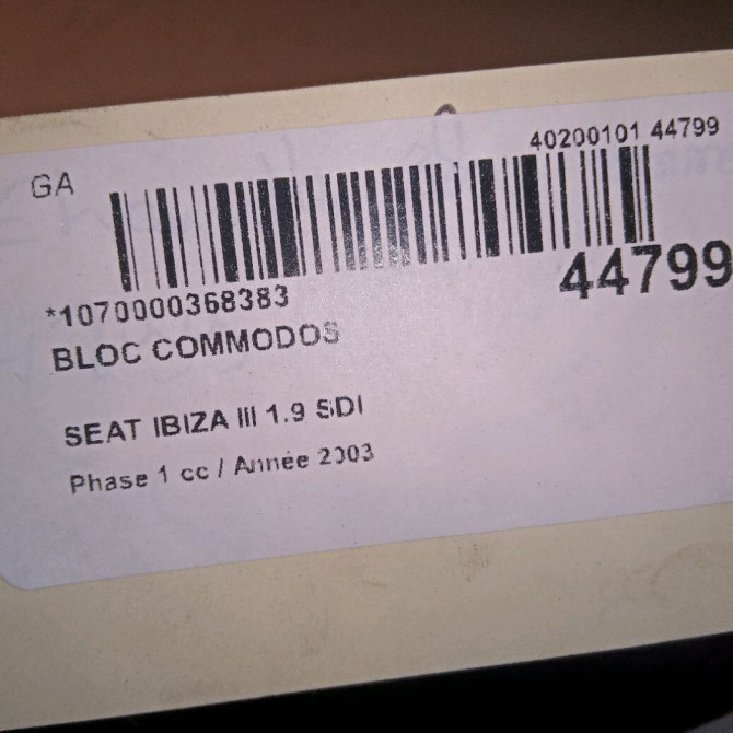 Bloc commodos occasion SEAT IBIZA III Phase 1 03-2002->03-2006 1.9 SDI 4