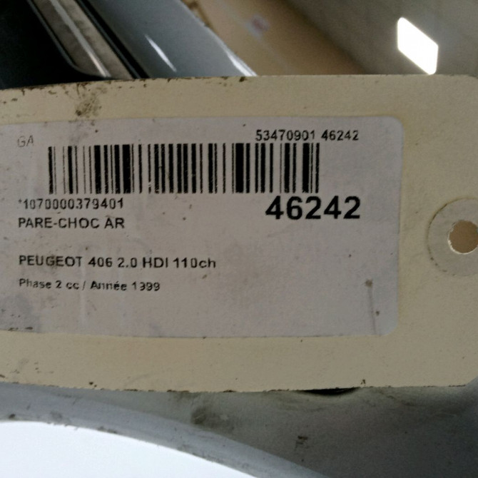 Pare-choc arrière occasion PEUGEOT 406 Phase 2 04-1999->04-2004 2.0 HDI 110ch 7410H8 4