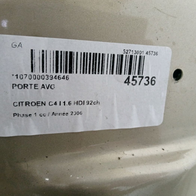 Porte avant gauche occasion CITROEN C4 I Phase 1 11-2004->07-2008 1.6 HDI 92ch 9002W0 4