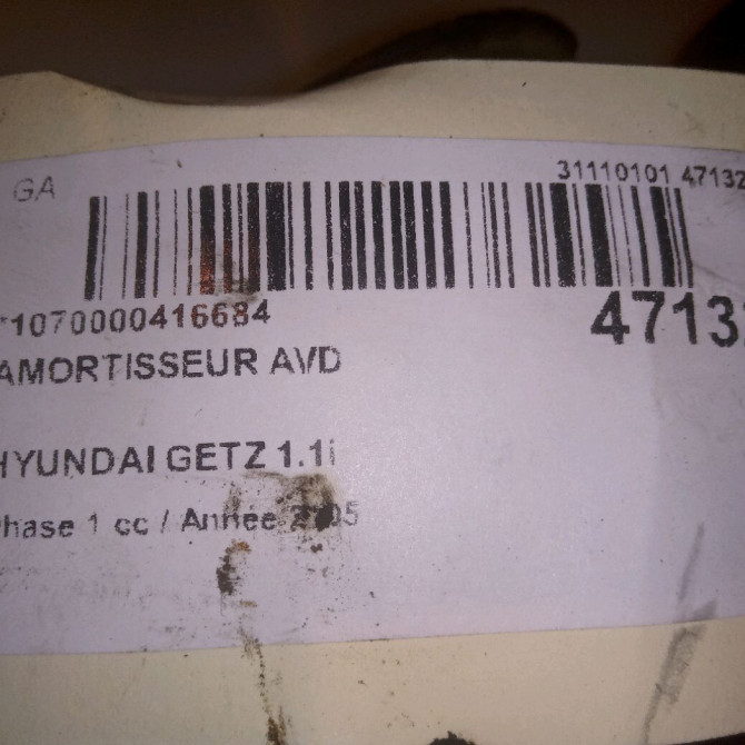 Amortisseur avant droit occasion HYUNDAI GETZ Phase 1 09-2002->11-2005 1.1i 546601C300 3