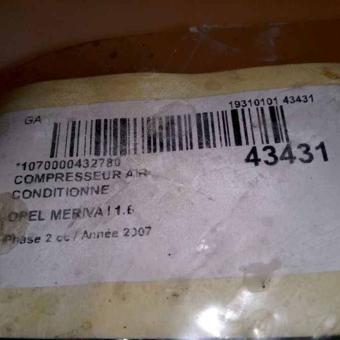 Compresseur air conditionne occasion OPEL MERIVA I Phase 2 01-2006->09-2010 1.6 TWINPORT 93196865 7