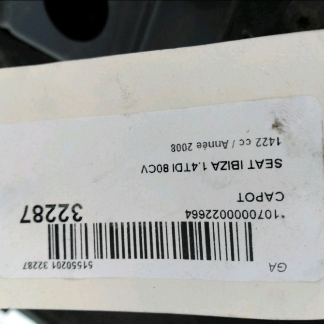 Capot occasion SEAT IBIZA III Phase 2 03-2006->06-2009 1.4 TDI 80ch 6L0823031D 4