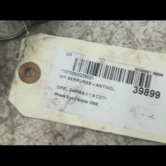 Kit serrures + antivol occasion OPEL ZAFIRA II Phase 2 01-2008->12-2014 1.9 CDTI 100ch 2