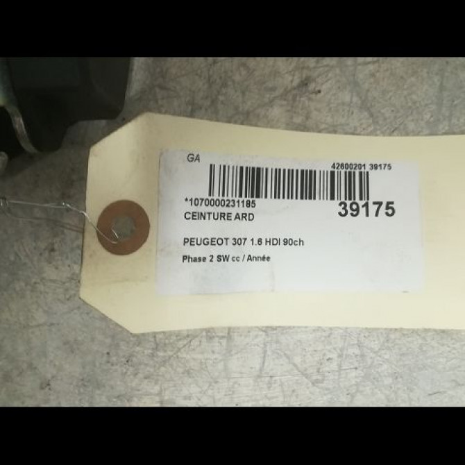 Ceinture arrière droite occasion PEUGEOT 307 Phase 2 SW 06-2005->07-2008 1.6 HDI 90ch 8974JQ 2