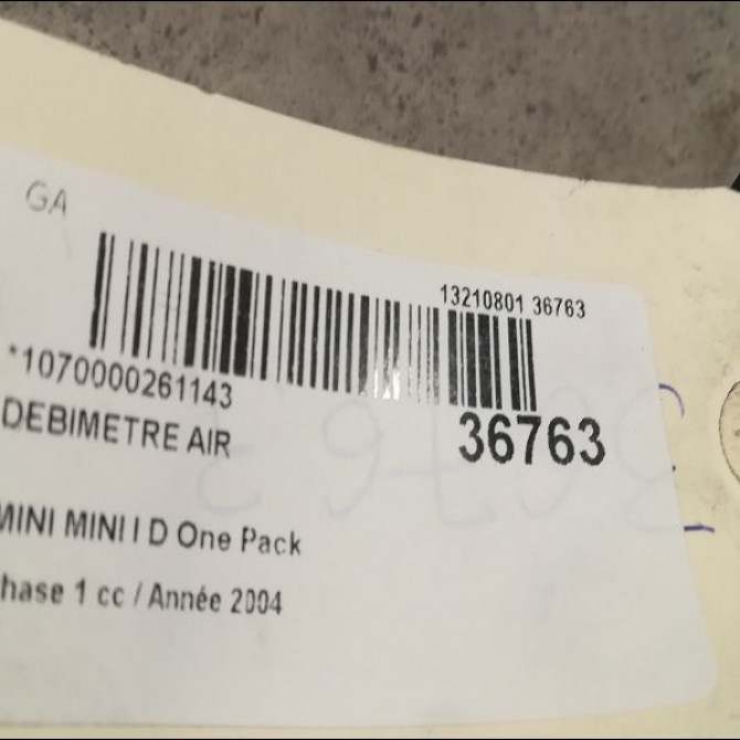 Debimetre air occasion MINI MINI I Phase 1 09-2001->07-2004 D One Pack 13627798107 2