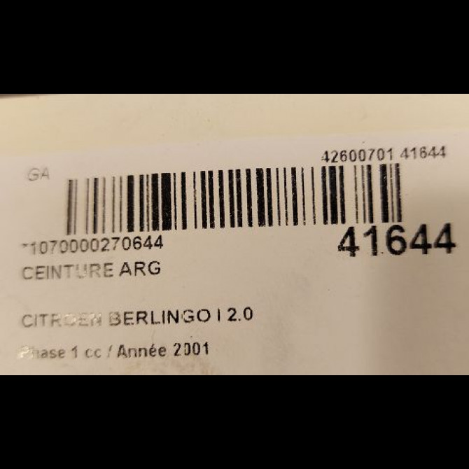 Ceinture arrière gauche occasion CITROEN BERLINGO I Phase 1 09-1996->11-2002 2.0 HDi 4