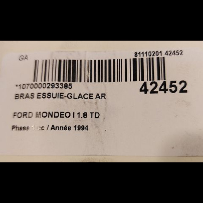 Bras essuie-glace arrière occasion FORD MONDEO I Phase 1 01-1993->09-1996 1.8 TD 2