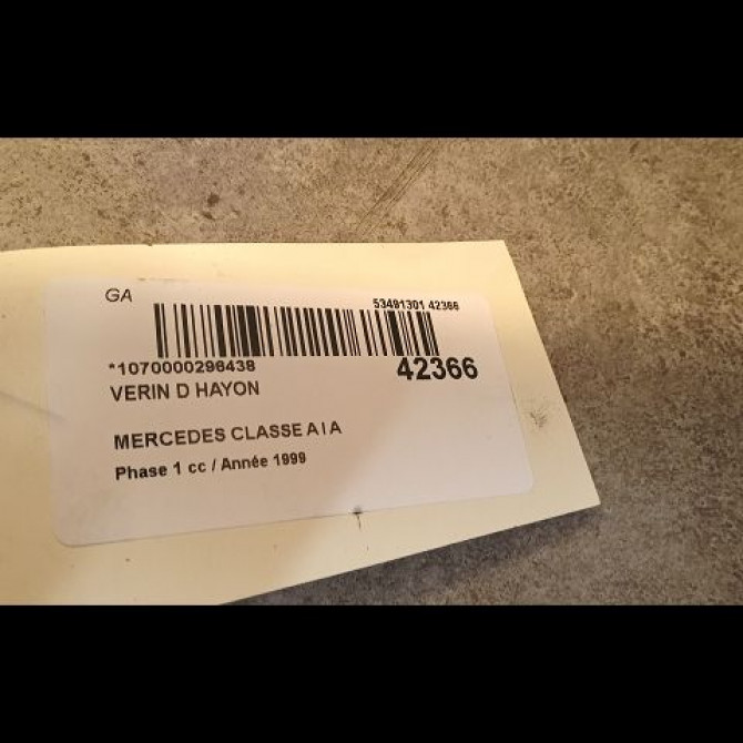 Verin droit hayon occasion MERCEDES CLASSE A I Phase 1 01-1998->03-2001 A 170 CDI 1689801164 2