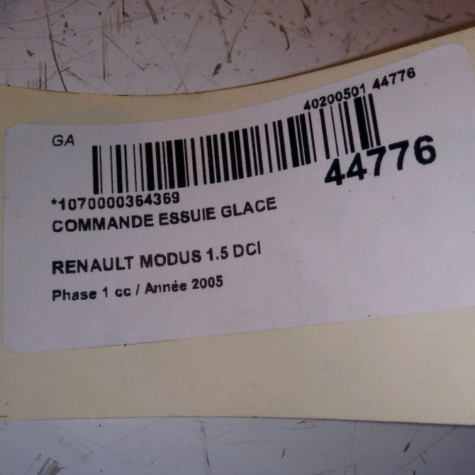 Commande essuie glace occasion RENAULT MODUS Phase 1 09-2004->12-2007 1.5 DCI 65ch 7701060097 4