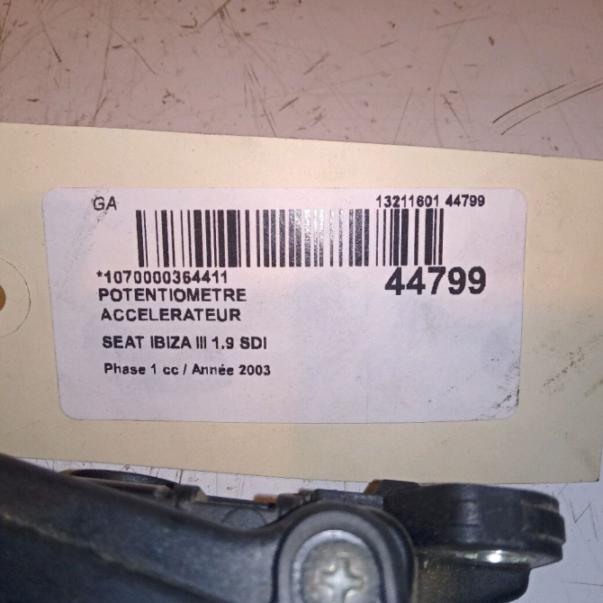 Potentiometre accelerateur occasion SEAT IBIZA III Phase 1 03-2002->03-2006 1.9 SDI 4