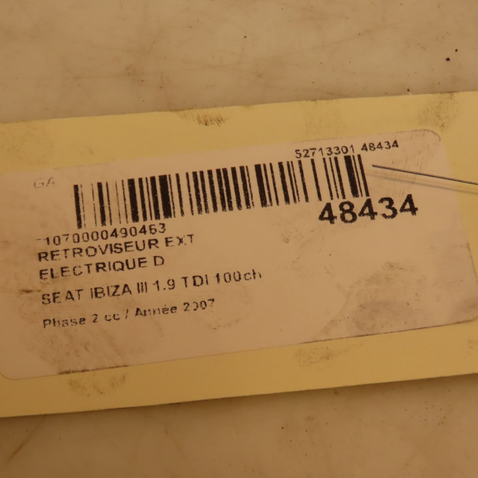 Retroviseur exterieur electrique droit occasion SEAT IBIZA III Phase 2 03-2006->06-2009 1.9 TDI 100ch 6L1857508AA9B9 4