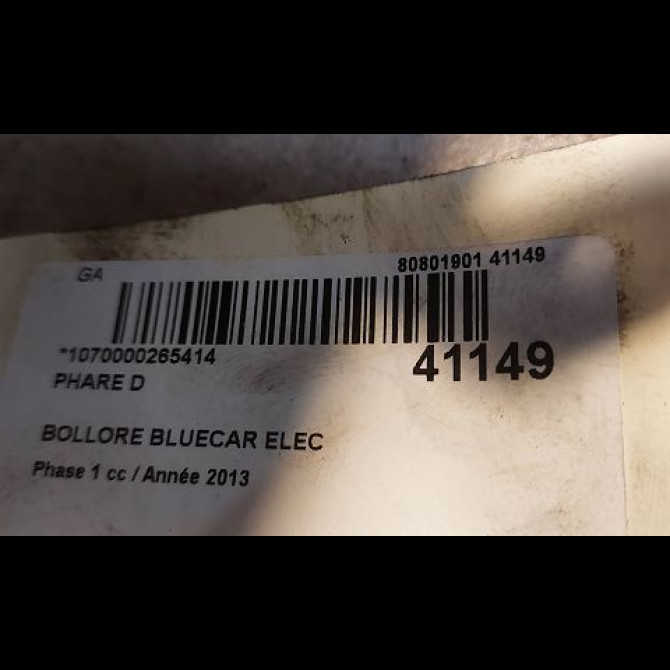 Phare droit occasion BOLLORE BLUECAR Phase 1 01-2011->... ELEC 3
