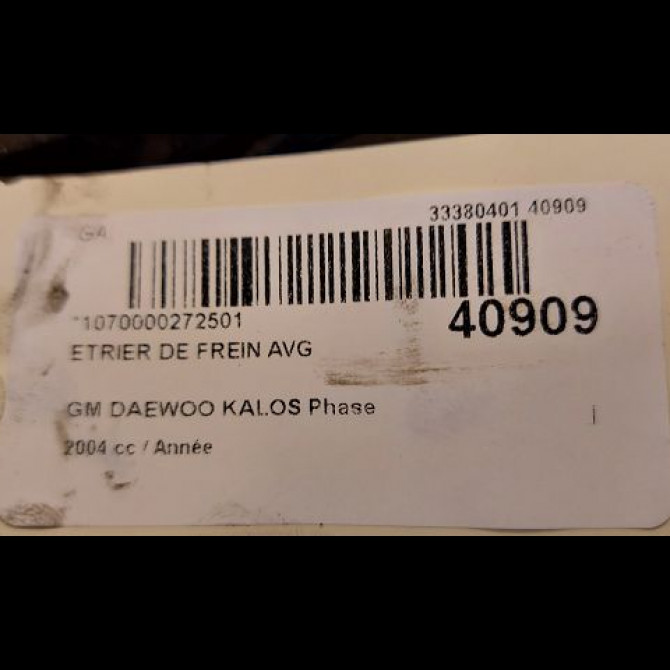 Etrier de frein avant gauche occasion GM DAEWOO KALOS Phase 1 09-2002->12-2004 42365537 3