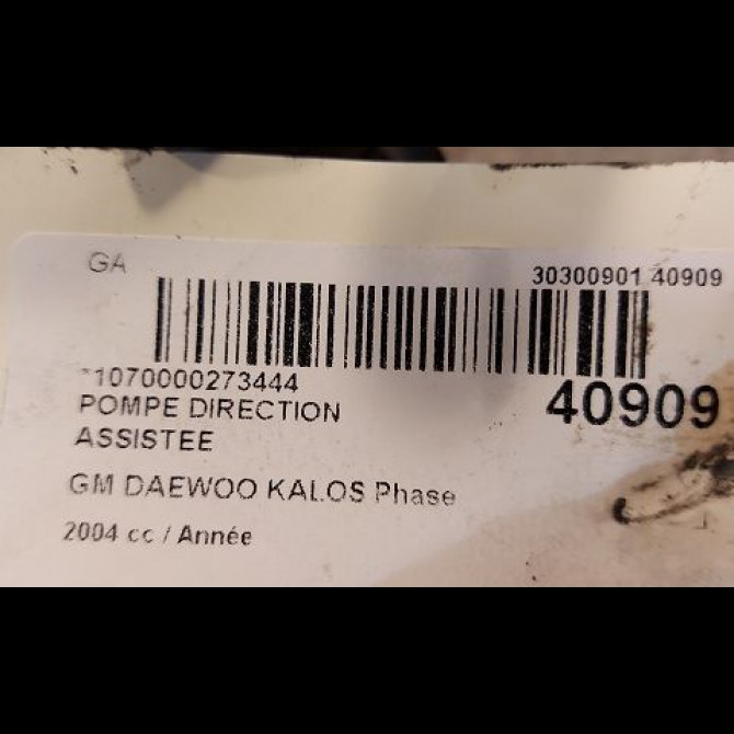 Pompe direction assistee occasion GM DAEWOO KALOS Phase 1 09-2002->12-2004 96398992 3