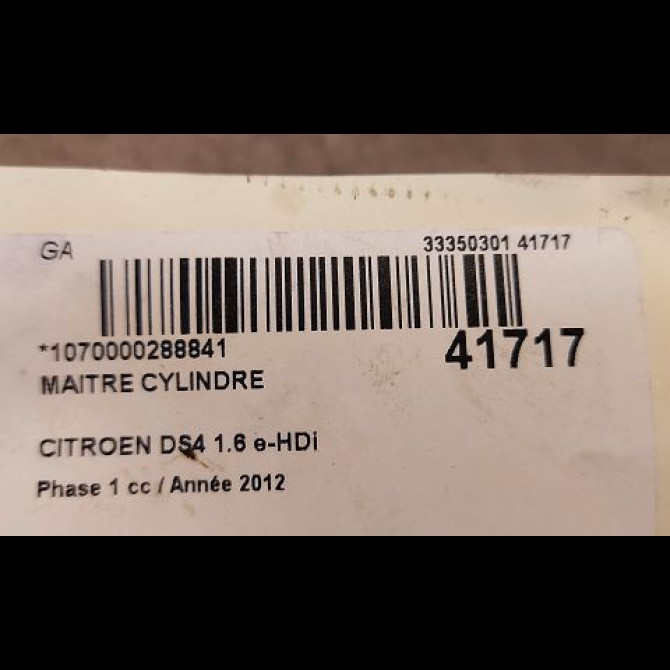 Maitre cylindre occasion CITROEN DS4 Phase 1 01-2011->03-2016 1.6 e-HDi 110ch 4601Y4 3