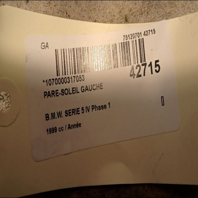 Pare-soleil gauche occasion B.M.W. SERIE 5 IV Phase 1 12-1995->07-2000 51162252919 2