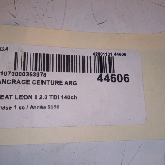 Ancrage ceinture arrière gauche occasion SEAT LEON II Phase 1 09-2005->05-2009 2.0 TDI 140ch 4