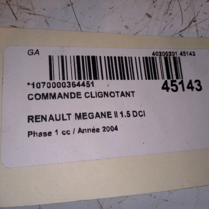 Commande clignotant occasion RENAULT MEGANE II Phase 1 09-2003->12-2005 1.5 DCI 80ch 4