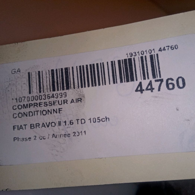 Compresseur air conditionne occasion FIAT BRAVO II Phase 1 04-1995->04-1999 1.6 TD 105ch 51820449 5