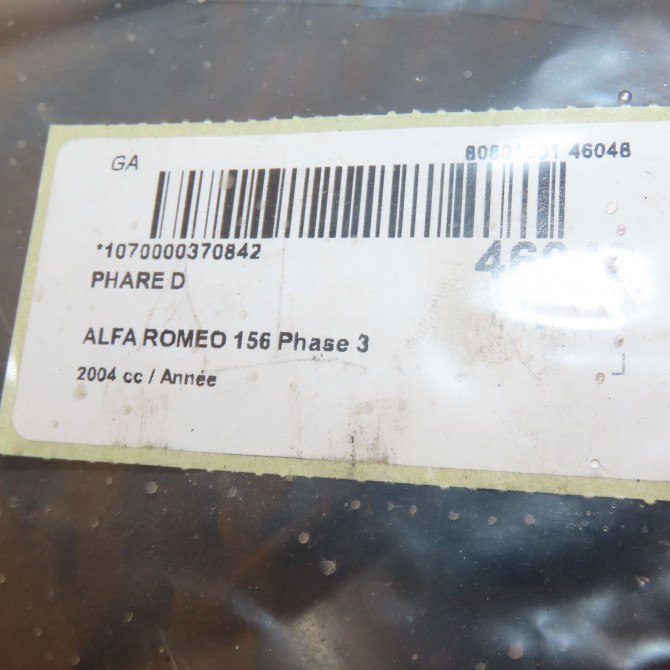 Phare droit occasion ALFA ROMEO 156 Phase 3 SW 07-2003->12-2005 60695647 4