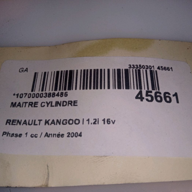 Maitre cylindre occasion RENAULT KANGOO I Phase 1 09-1997->06-2003 1.2i 16v 75ch 7701207198 5