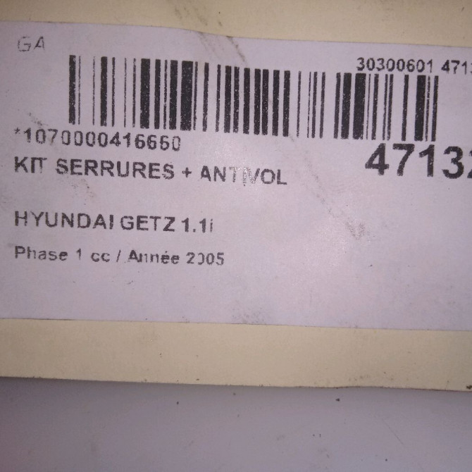 Kit serrures + antivol occasion HYUNDAI GETZ Phase 1 09-2002->11-2005 1.1i 819051CA71 5