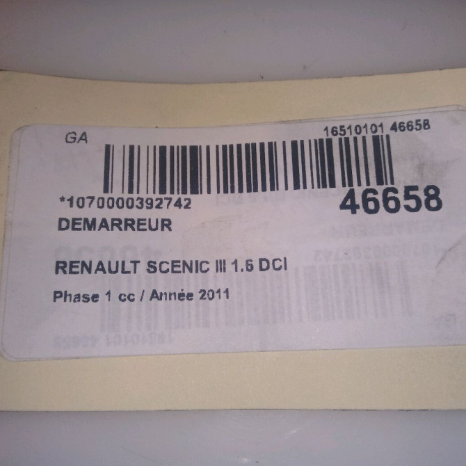 Démarreur occasion RENAULT SCENIC III Phase 1 04-2009->11-2011 1.6 DCI 130ch 7