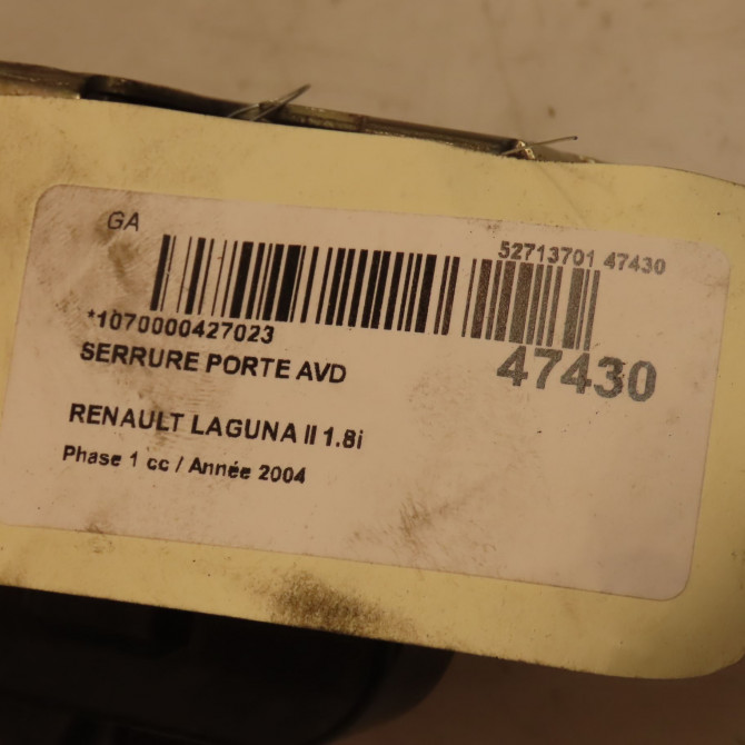 Serrure porte avd occasion RENAULT LAGUNA II Phase 1 11-2000->03-2005 1.8i 117ch 8200000662 3