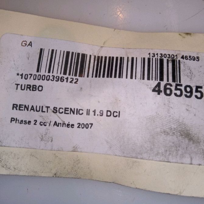 Turbo occasion RENAULT SCENIC II Phase 2 09-2006->04-2009 1.9 DCI 130ch 7701479255 6