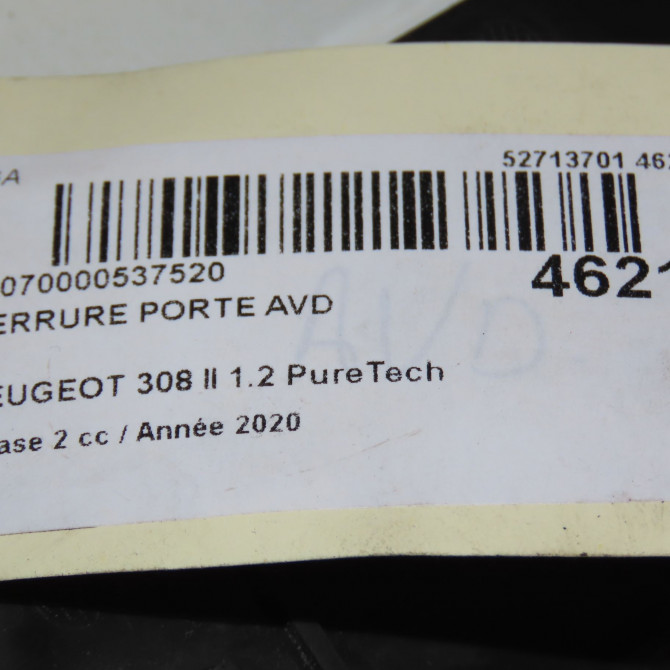 Serrure porte avd occasion PEUGEOT 308 II Phase 1 04-1995->04-1999 1.2 PureTech 110ch 9810309380 5