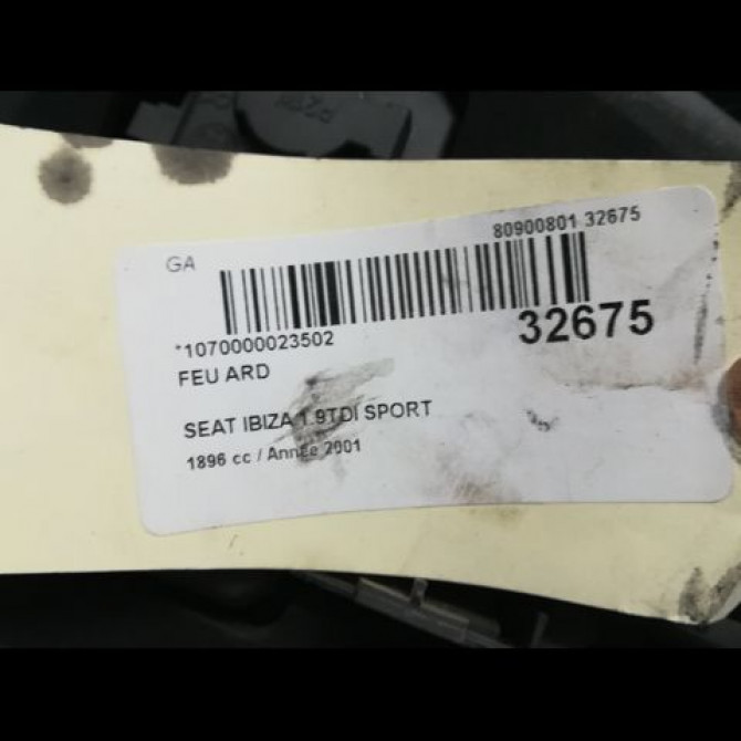 Feu arrière droit occasion SEAT IBIZA II Phase 3 09-1999->03-2002 1.9 TDI 110ch 6K6945112G 4