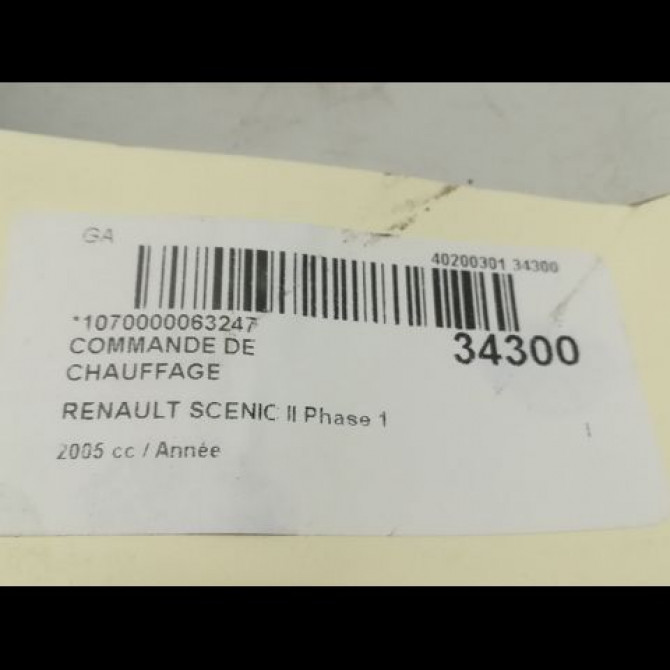 Commande de chauffage occasion RENAULT SCENIC II Phase 1 03-2004->09-2006 7701208975 4