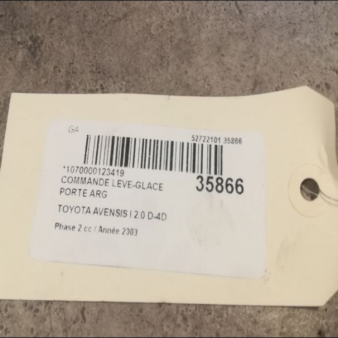 Commande leve-glace porte arrière gauche occasion TOYOTA AVENSIS I Phase 2 09-2000->05-2003 2.0 D-4D 8481005050 3