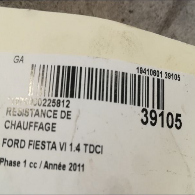 Resistance de chauffage occasion FORD FIESTA VI Phase 1 10-2008->11-2012 1.4 TDCI 70ch 1847910 2