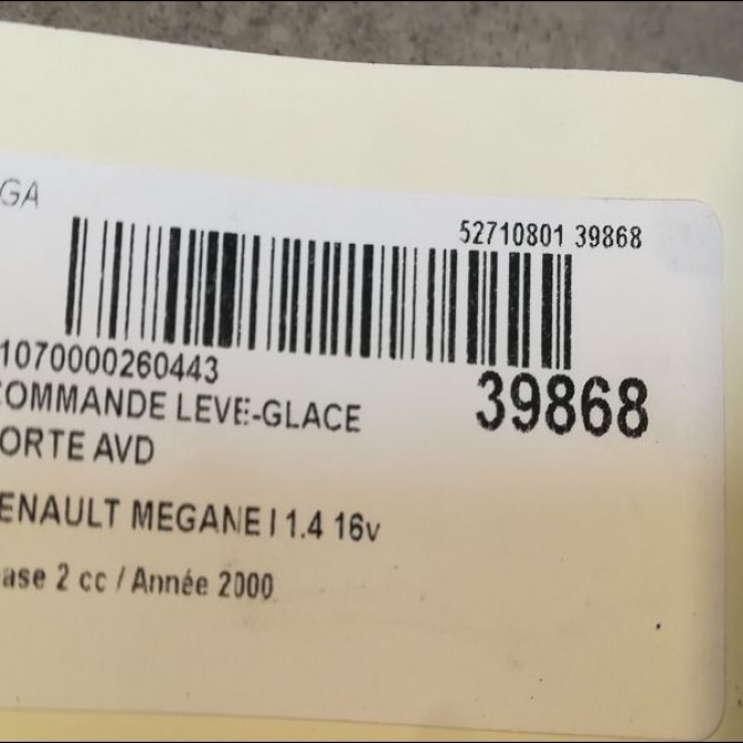 Commande lève-glace porte avant droite occasion RENAULT MEGANE I Phase 2 03-1999->06-2003 1.4 16v 2