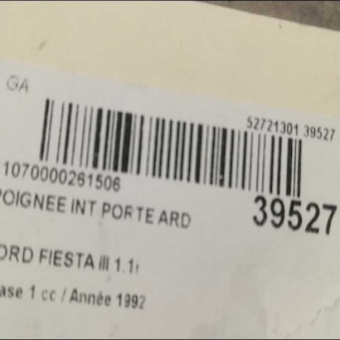 Poignee int porte ard occasion FORD FIESTA III Phase 1 03-1989->01-1994 1.8 D 2