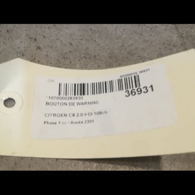 Bouton de warning occasion CITROEN C8 Phase 1 06-2002->... 2.0 HDI 109ch 6554J8 2