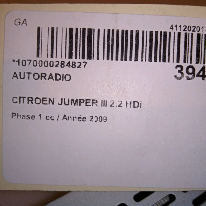 Autoradio occasion CITROEN JUMPER III Phase 1 06-2006->... 2.2 HDi 100ch 5
