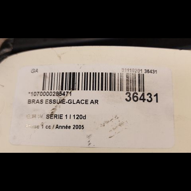 Bras essuie-glace arrière occasion B.M.W. SERIE 1 I Phase 1 05-2004->12-2006 120d 61629449913 2
