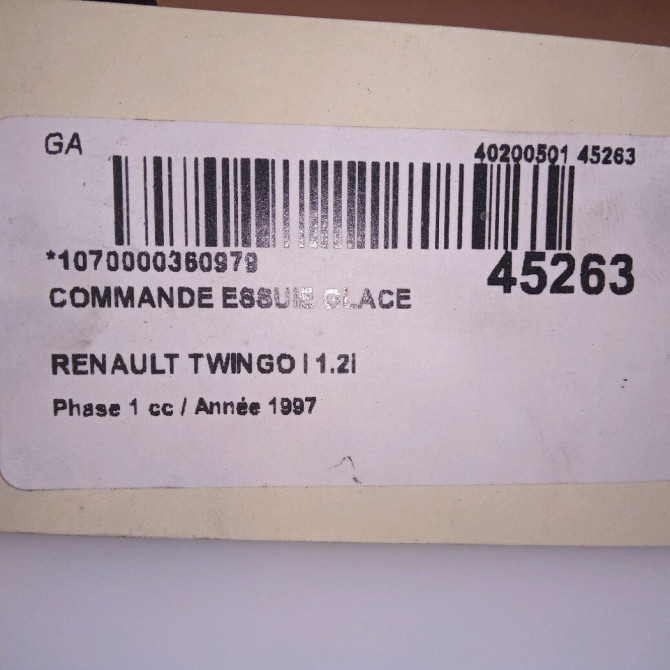 Commande essuie glace occasion RENAULT TWINGO I Phase 1 04-1993->08-1998 1.2i 60ch 7700832722 4