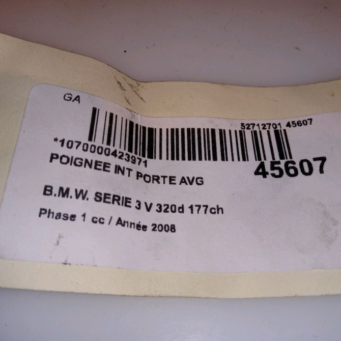 Poignee int porte avg occasion B.M.W. SERIE 3 V Phase 1 03-2005->09-2008 320d 177ch 51417144549 4